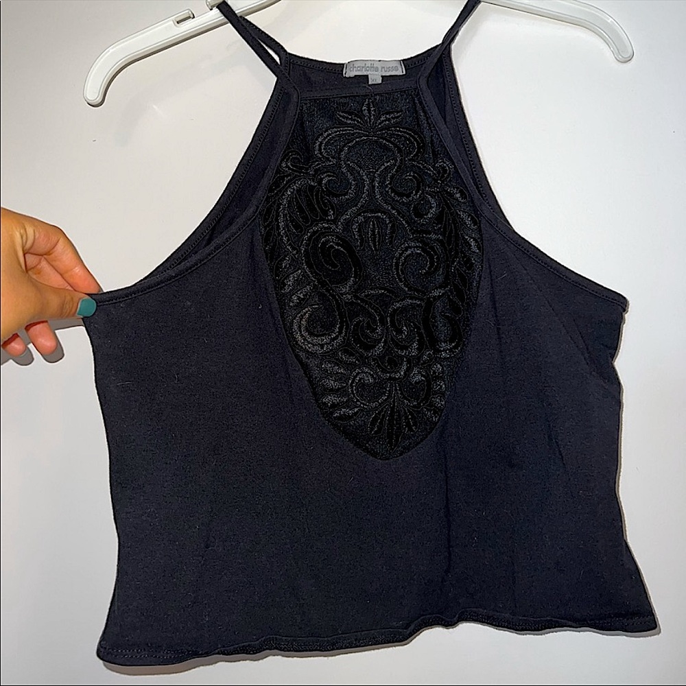 Razor Back Crop Top Black Size XL